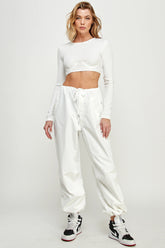 Underwire Detail Long Sleeve Crop Top